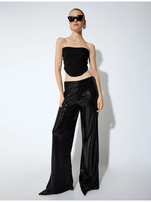 Koton Slim Fit Asimetrik Straplez Crop Top