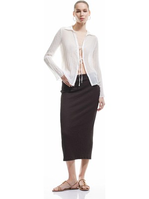 Koton Yüksek Bel Slim Fit Midi Kalem Etek