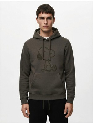 Koton Uzun Kollu Kapşonlu Kanguru Cepli Lisanslı Snoopy Baskılı Sweatshirt