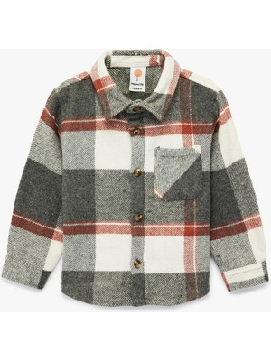 Koton Uzun Kollu Cep Detaylı Yün Karışımlı Ekoseli Oduncu Gömlek