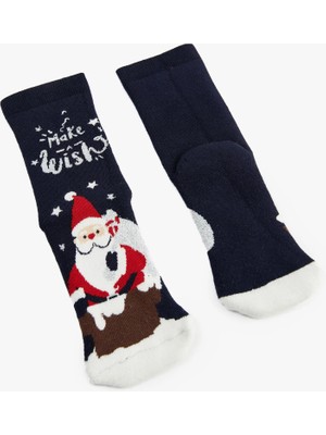 Koton Yılbaşı Baskılı Pamuklu Havlu Soket Çorap