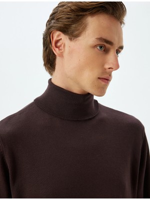 Koton Triko Kazak Balıkçı Yaka Basic Viskon Karışımlı