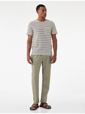 Koton Cep Detaylı Keten Pamuk Karışımlı Beli Bağcıklı Yazlık Pantolon