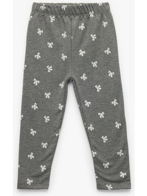 Şardonlu Beli Lastikli Fiyonk Desenli Tayt