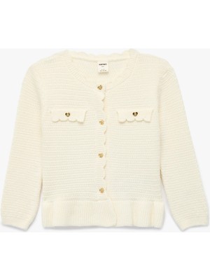 Koton Viskon Karışımlı Düğmeli Uzun Kollu Bisiklet Yaka Triko Hırka