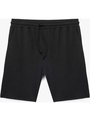 Rahat Kalıp Pamuk Viskon Karışımlı Bermuda Beli Bağcıklı Spor Şort