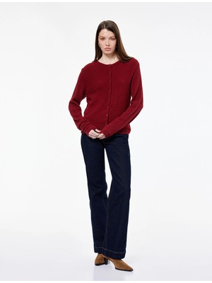 Koton Uzun Kollu Bisiklet Yaka Düğmeli Peluş Triko Hırka