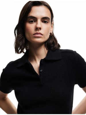 Kısa Kollu Düğmeli Polo Yaka Triko Kazak