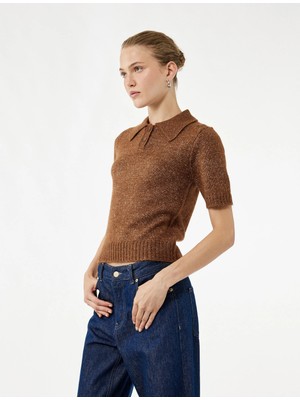 Koton Regular Fit Kısa Kollu Polo Yaka Triko Kazak