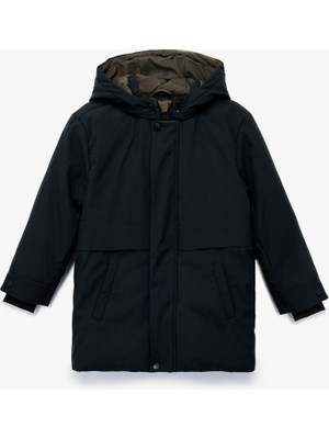 Koton Uzun Kollu Çıtçıt Detaylı Cepli Slim Fit Kapşonlu Mont