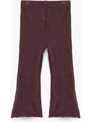 Pamuklu  Beli Lastikli Ispanyol Paça Basic Kadife Tayt