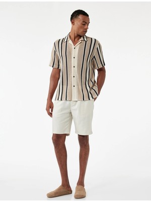 Koton Pamuk Keten Karışımlı Beli Bağcıklı Bermuda Şort