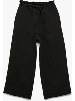 Pamuklu Basic Müslin Geniş Paça Pantolon