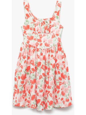 Koton Yuvarlak Yaka A Kesim Çiçekli Askılı Elbise