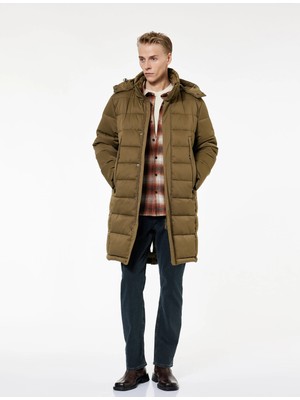 Koton Uzun Kollu Cepli Kapşonlu Uzun Şişme Mont