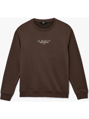 Uzun Kollu Bisiklet Yaka Baskılı Sweatshirt