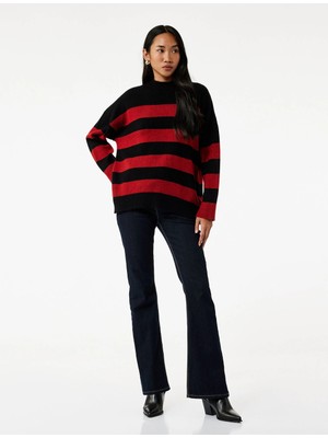 Uzun Kollu Bisiklet Yaka Triko Oversize Kazak