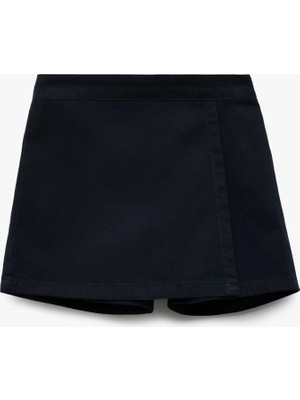 Koton Kız Çocuk Pamuklu Gabardin Şort Etek Desensiz Spor Tarz Rahat Kesim