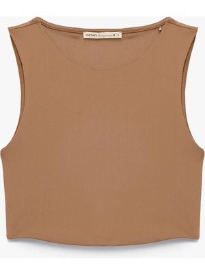 Skinny Bisiklet Yaka Kolsuz Crop Top