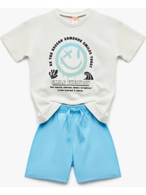 Baskılı Pamuklu 2'li Tişört ve Şort Seti