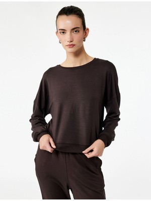 Rahat Kalıp Uzun Kollu Bisiklet Yaka Pijama Üstü