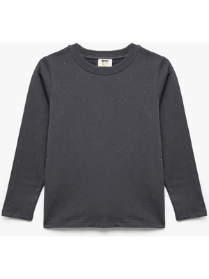 Uzun Kollu Bisiklet Yaka Pamuklu Tişört