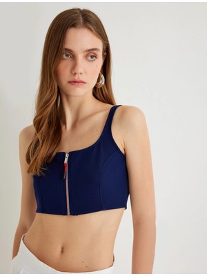 Koton Fermuarlı Büstiyer Kalın Askılı Slim Fit U Yaka