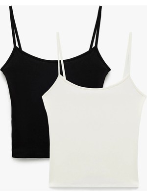 Viskon Kumaş Slim Fit 2'li Ince Askılı Atlet