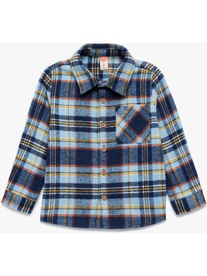 Uzun Kollu Cep Detaylı Kareli Oduncu Gömleği