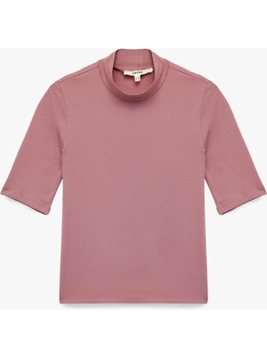 Slim Fit Pamuklu 3/4 Kol Dik Yaka Tişört