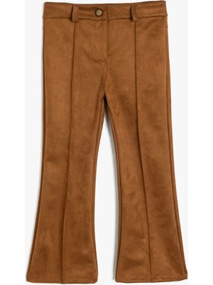 Koton Ispanyol Paça Fermuar Detaylı Suni Süet Pantolon