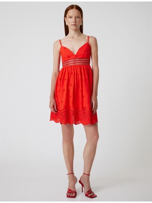 Koton Mini Fisto Elbise Askılı Kalp Yaka A Kesim Astarlı