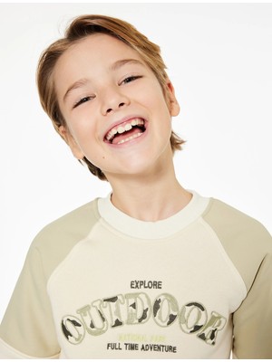 Koton Uzun Kollu Bisiklet Yaka Baskılı Oversize Sweatshirt