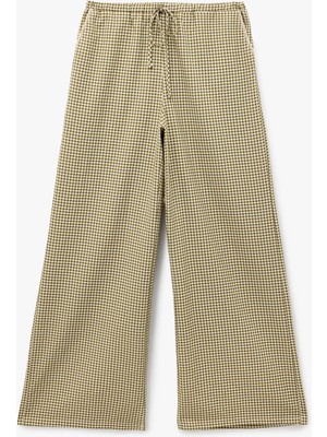 Koton Rahat Kalıp Cepli Beli Bağlamalı Poplin Kareli Pijama Altı