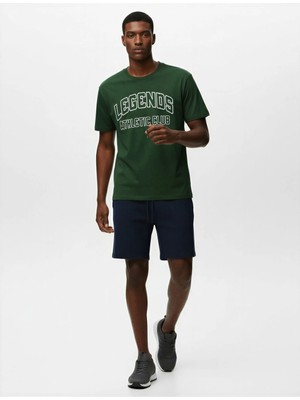 Koton Regular Fit Kısa Kollu Pamuklu Bisiklet Yaka Baskılı Spor Tişört