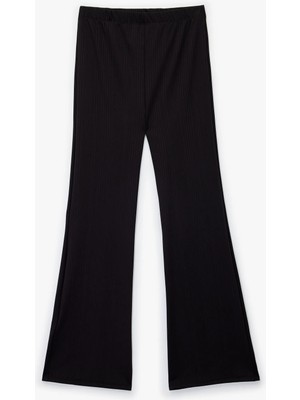Koton Beli Lastikli Dokulu Basic Bol Paça Pantolon