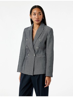 Slim Fit Cepli Uzun Kollu Kruvaze Blazer Ceket