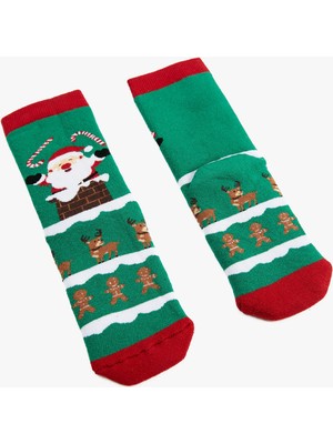 Koton Yılbaşı Baskılı Pamuklu Havlu Soket Çorap