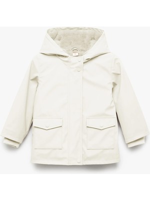 Koton Peluş Detaylı Kapaklı Cepli Uzun Kollu Kapşonlu Kaban