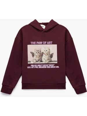 Koton Uzun Kollu Kapşonlu Oversize Baskılı Sweatshirt