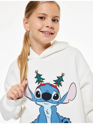 Koton Kapşonlu Uzun Kollu Lisanslı Stitch Baskılı Oversize Sweatshirt