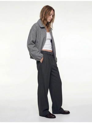 Koton Metal Aksesuarlı Kemer Detaylı Viskon Karışımlı Geniş Paça Pantolon