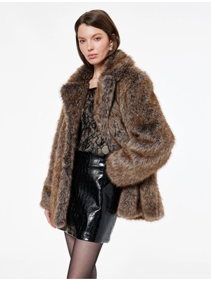 Koton Kroko Görünümlü Suni Deri A Kesim Mini Etek