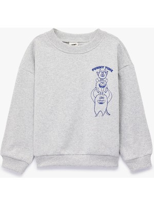 Koton Canavar Baskılı Uzun Kollu Bisiklet Yaka Sweatshirt