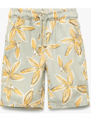 Koton Desenli Beli Lastikli Pamuklu Şort