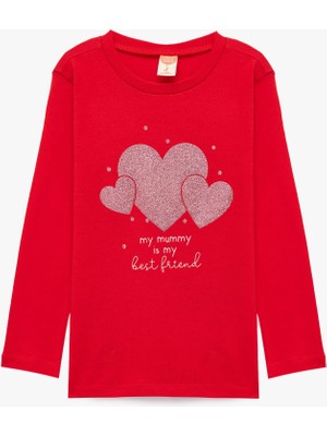 Koton Pamuklu Baskılı Uzun Kollu Bisiklet Yaka Tişört