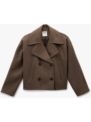 Koton Kısa Kaşe Kaban Kruvaze Düğmeli Uzun Kollu Cepli