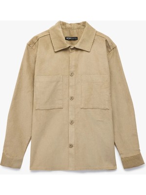 Koton Regular Fit Pamuklu Cepli Klasik Yaka Uzun Kollu Fitilli Kadife Gömlek Ceket