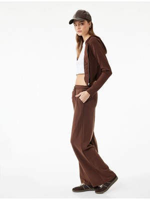 Cepli Rahat Kalıp Beli Bağcıklı Modal Karışımlı Geniş Paça Eşofman Altı