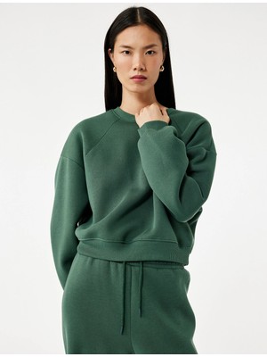 Regular Fit Üç Iplik Uzun Kollu Bisiklet Yaka Basic Sweatshirt